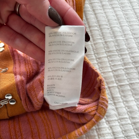 Urban Outfitters Jada Knit Corset Tank Top Burnt Orange Pink Striped Womens XS - Picture 10 of 12